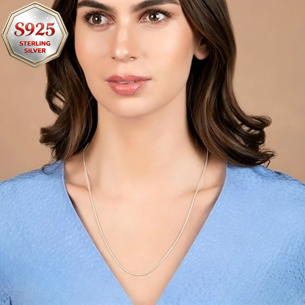 Unisex 925 Sterling Silver Round Snake Bone Chain Necklace — Gift Set